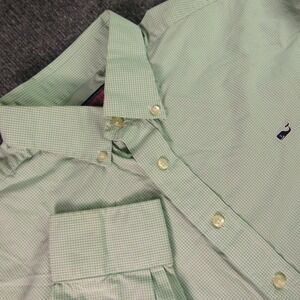 Vineyard Vines Whale Shirt Mens XL Green Gingham Long Sleeve Button Down Cotton